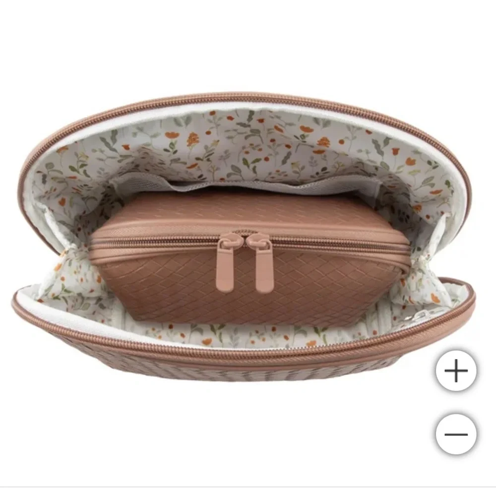 NWT GloTech 2-pack Faux Leather Cosmetic Bags with Rechargeable Compact Mirror